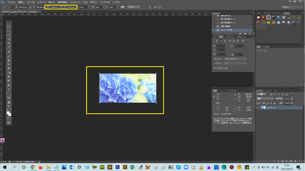 画像情報が変更できた_【忍者Photoshop】初心者のための使い方学習オンライン講座